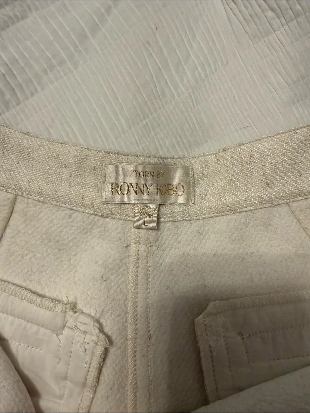 Ronny Kobo Collection Cream High-Waist Tailored Shorts - Picture 2 of 2